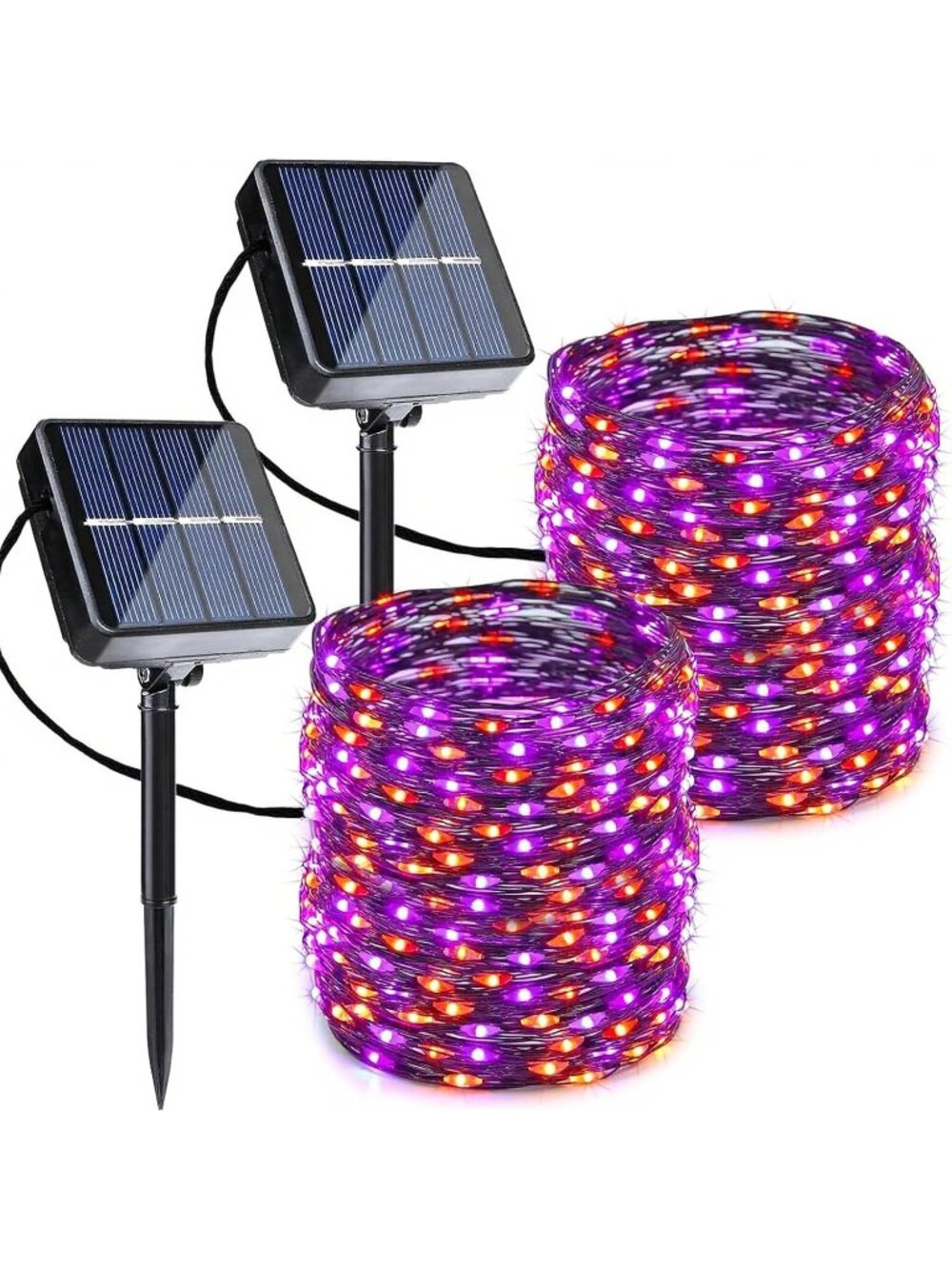 Orange Purple Halloween Solar String Twinkle Lights 2 Pack Total 80FT 240LED